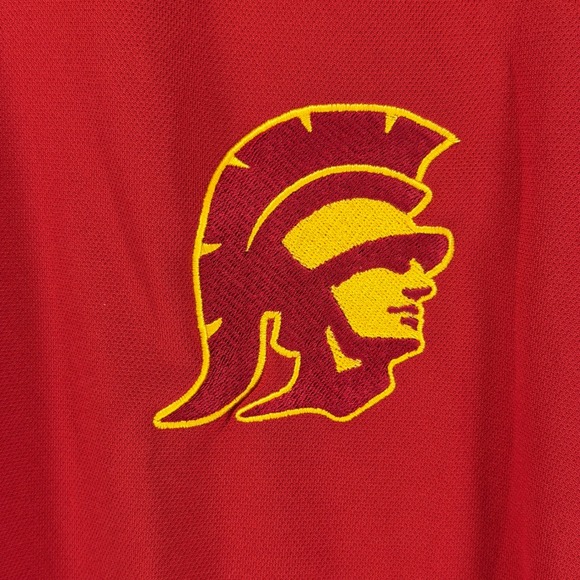 Trojan Apparel USC Trojans Mens Large Red White Performance Polo Shirt Short Slv - Picture 3 of 8
